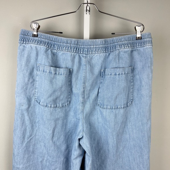 Ann Taylor LOFT Crop Denim Pants Womens XL Light Blue Wash Cotton Linen - Picture 6 of 8
